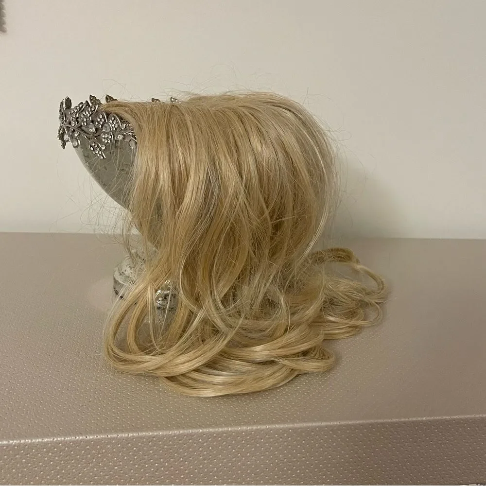 14” straight wavy clip wig blonde hair extensions for women